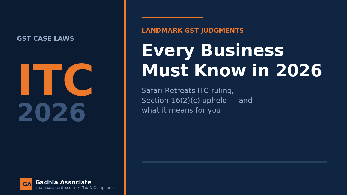 Landmark GST Judgments Every Business Must Know in 2026: Safari Retreats ITC Ruling, Section 16(2)(c) Upheld & What It Means for You