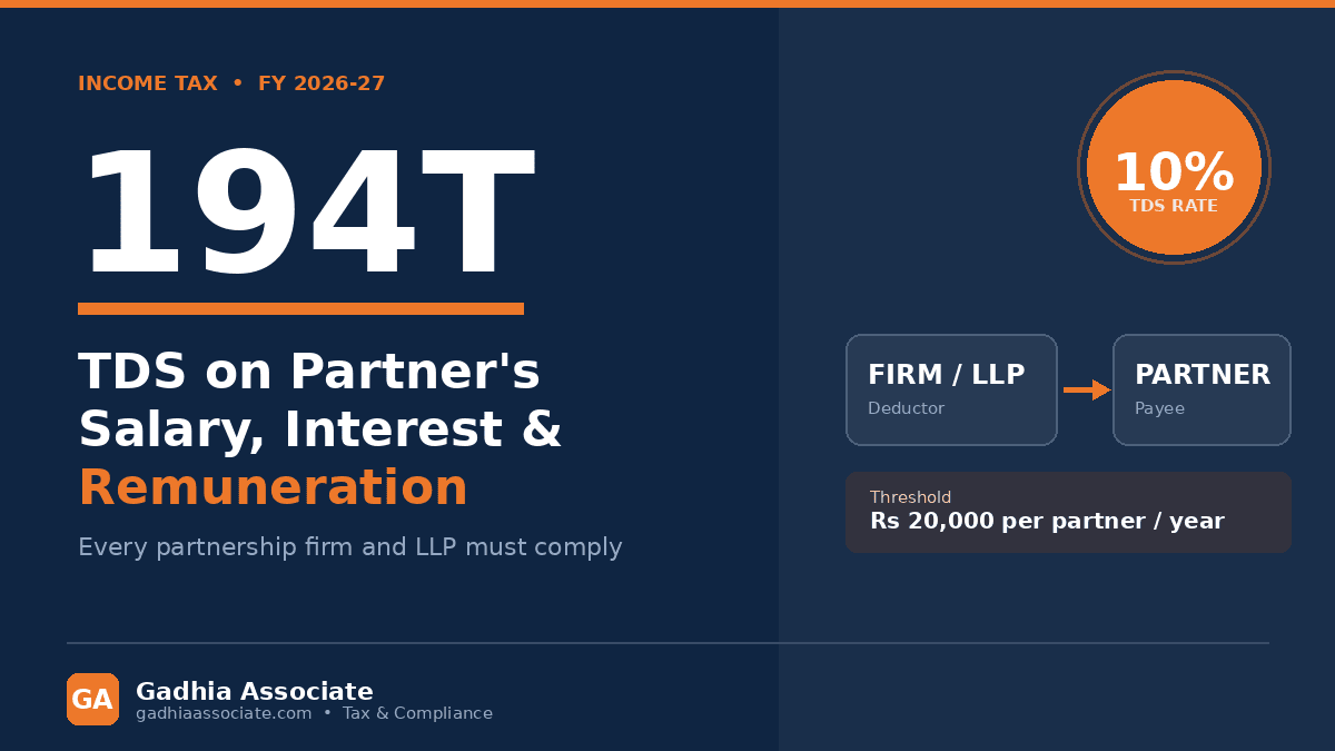 Section 194T: TDS on Partner's Salary, Remuneration, Interest and Commission — What Every Partnership Firm and LLP Must Do in 2026