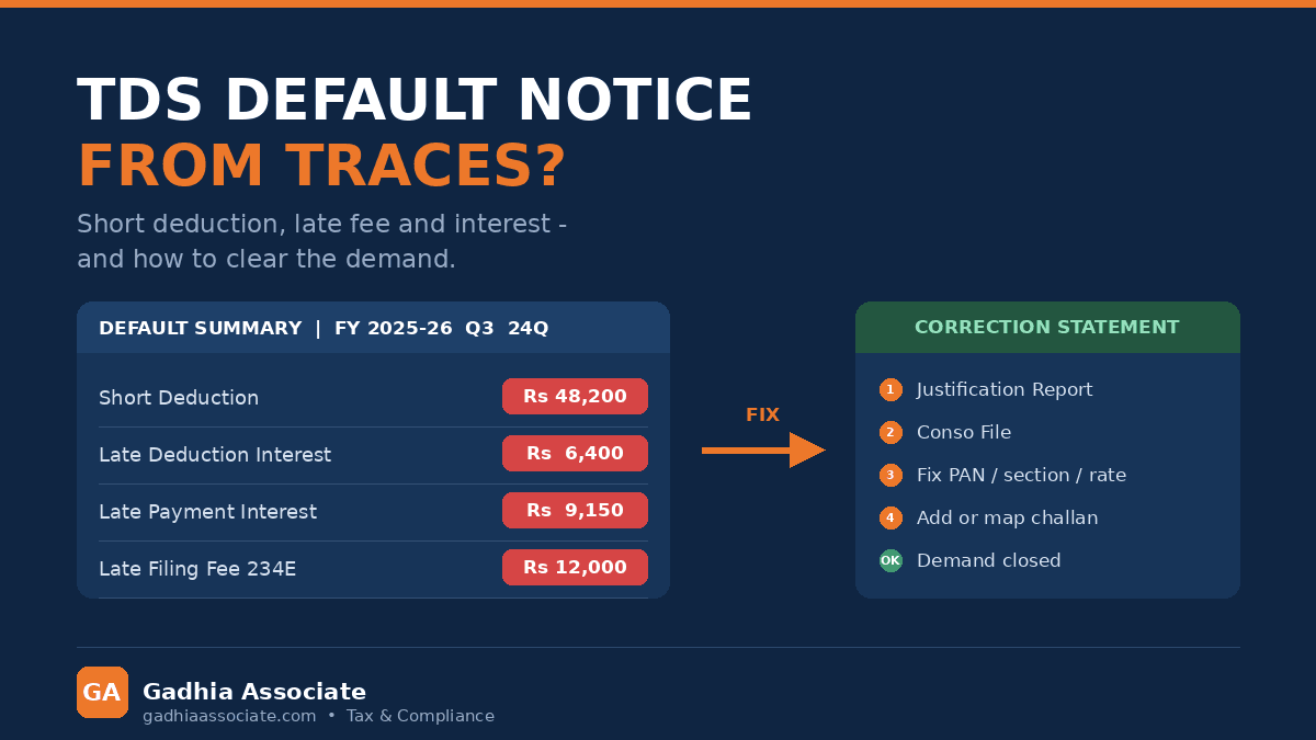 TDS Default Notice from TRACES? Short Deduction, Late Fee and Interest Demands Explained and How to Clear Them