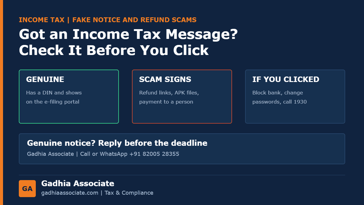 Fake Income Tax Notice or Refund Message? How to Check If It Is Genuine in 2026, the DIN Rule and What to Do If You Clicked